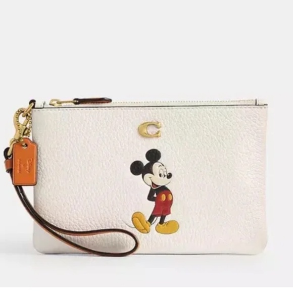 Authentic Disney X Coach Small Wristlet In Regenerative Leather With Mickey Mou - Picture 1 of 3